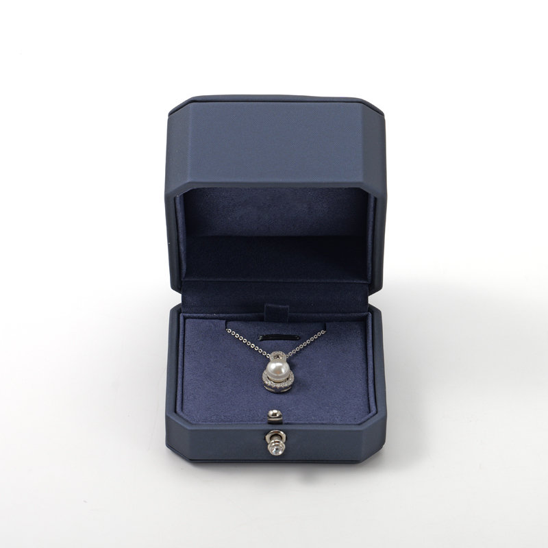FANXI Custom Blue PU Leather Microfiber Pendant Box