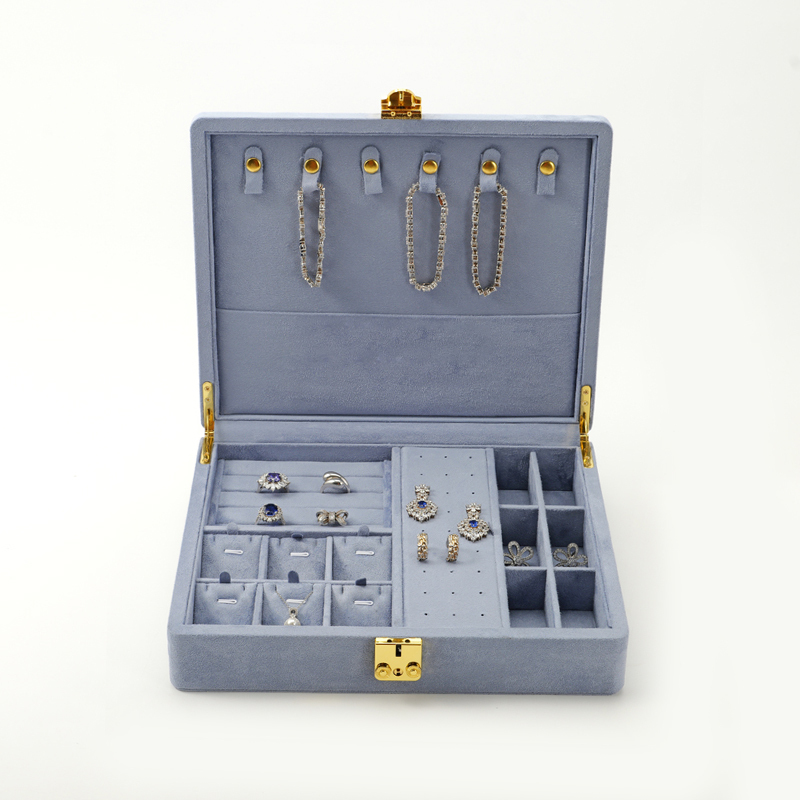 FANXI Custom Blue Suede Jewelry Case