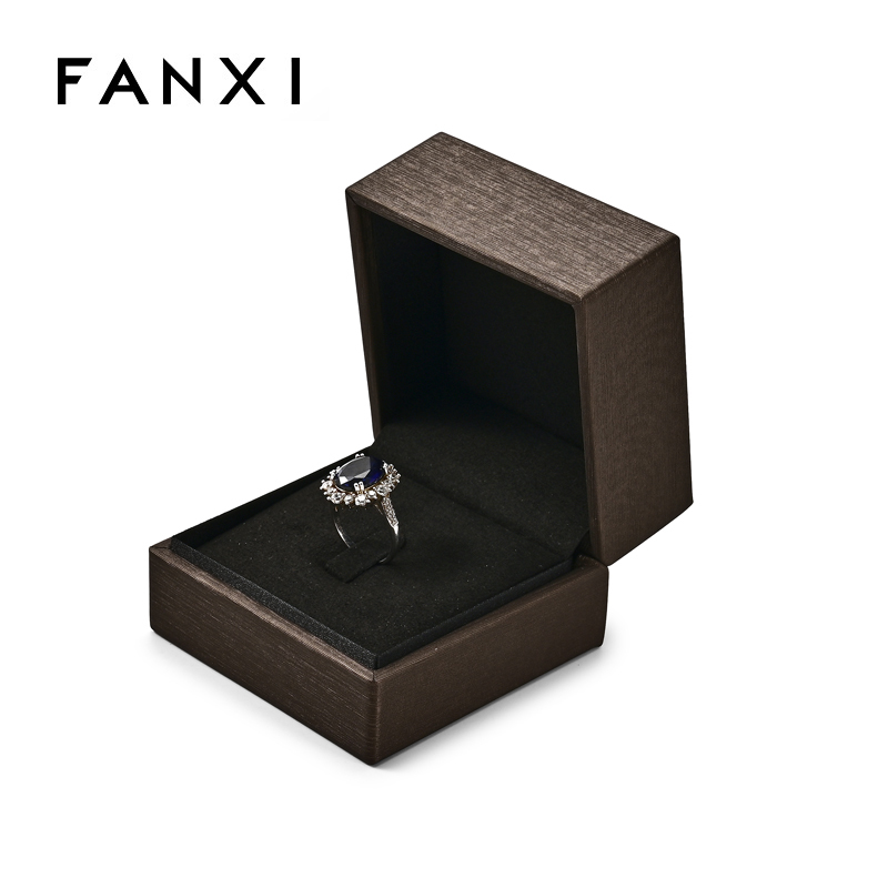 FANXI Custom Brown Microfiber PU Leather Jewelry Box
