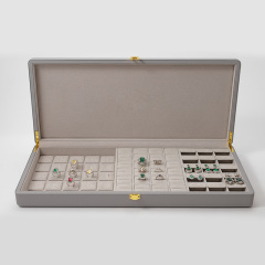 FANXI Custom Grey Velvet PU Leather Jewelry Case