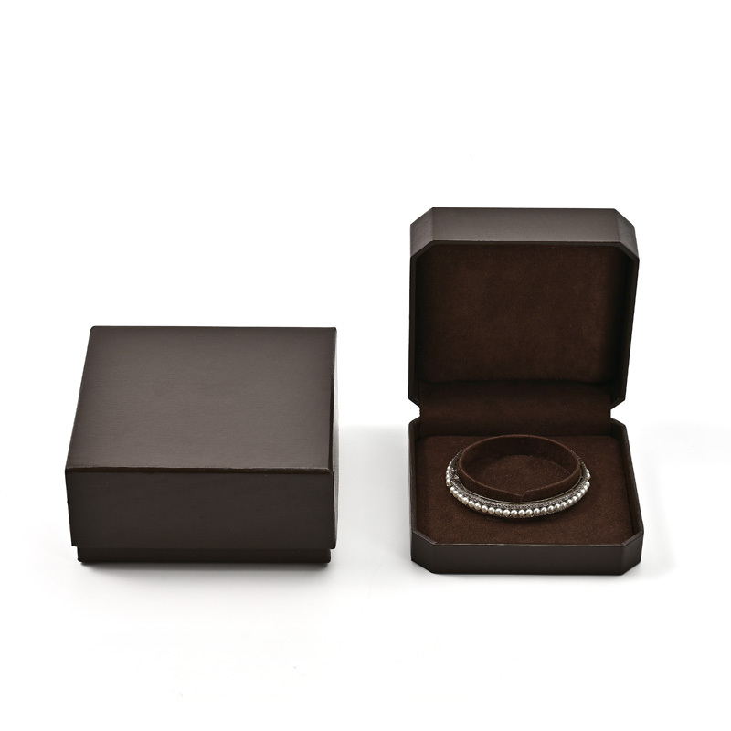 FANXI Custom Brown Leatherette Paper Suede Jewelry Box