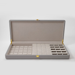 FANXI Custom Grey Velvet PU Leather Jewelry Case