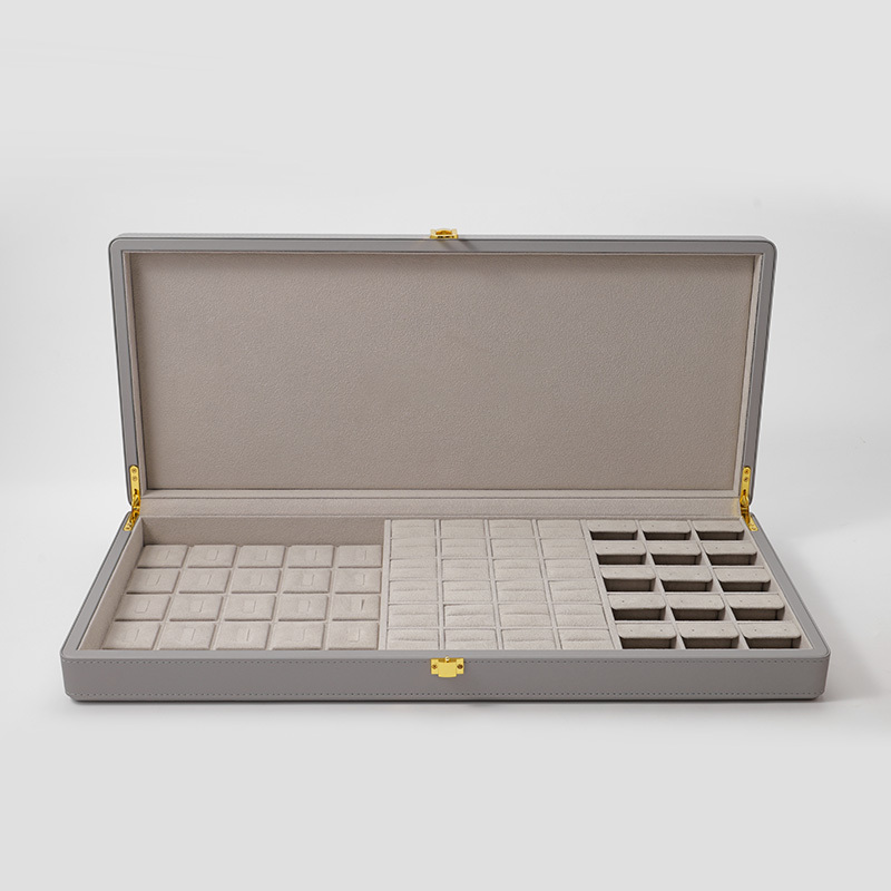 FANXI Custom Grey Velvet PU Leather Jewelry Case