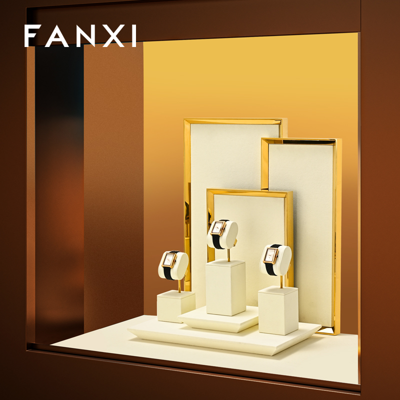 FANXI Fashion Polychrome Microfiber Metal Watch Display