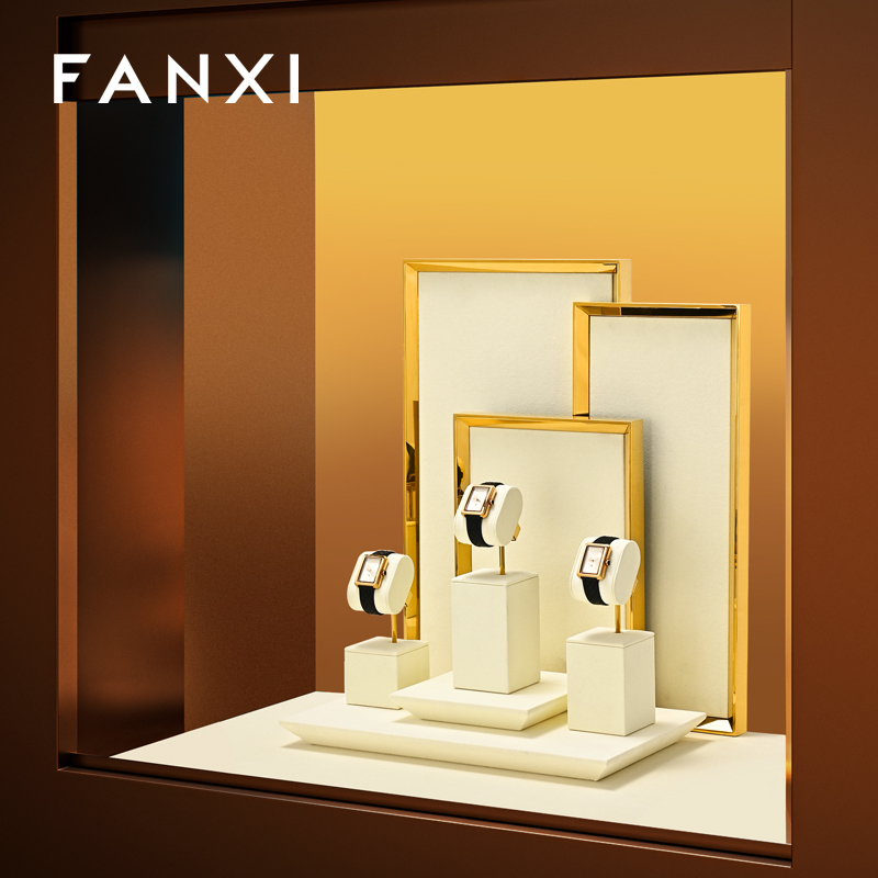 FANXI Fashion Polychrome Microfiber Metal Watch Display