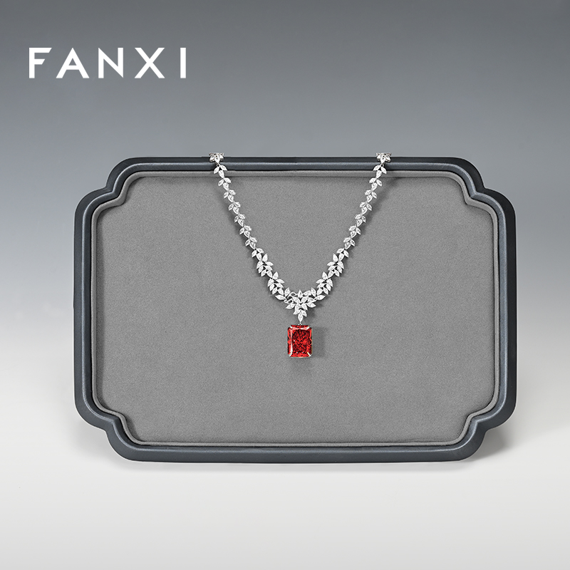 FANXI Factory Grey PU Leather Jewelry Display Plate