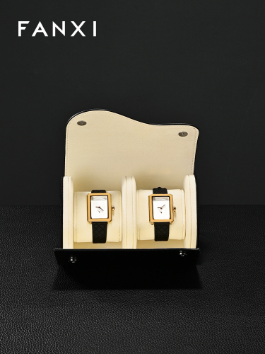 FANXI Luxury Black PU leather Imitation Suede Watch Bag