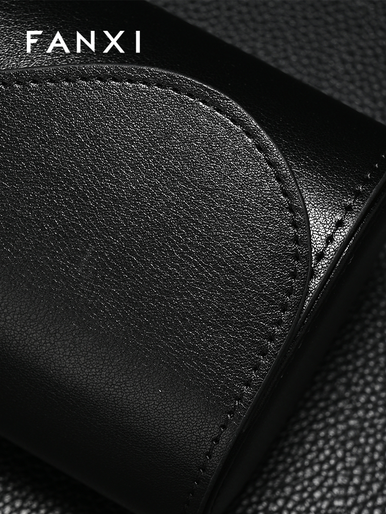 FANXI Luxury Black PU leather Imitation Suede Watch Bag