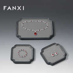 FANXI Factory Grey PU Leather Jewelry Display Plate