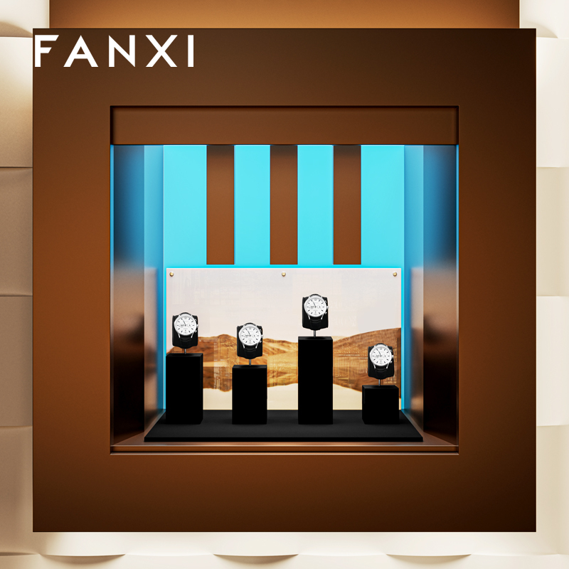 FANXI Fashion Polychrome Microfiber Metal Watch Display