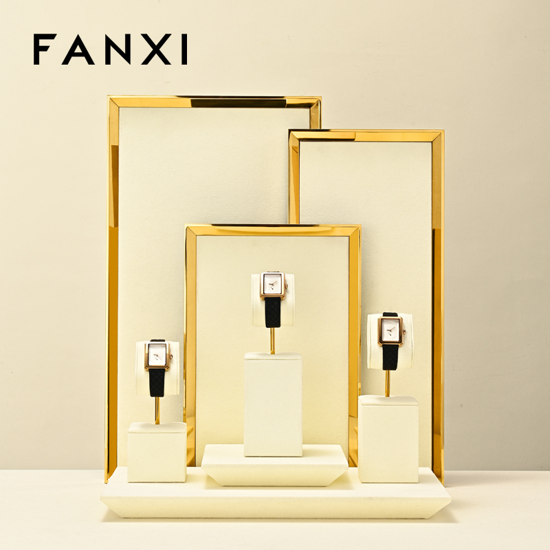 FANXI Fashion Polychrome Microfiber Metal Watch Display