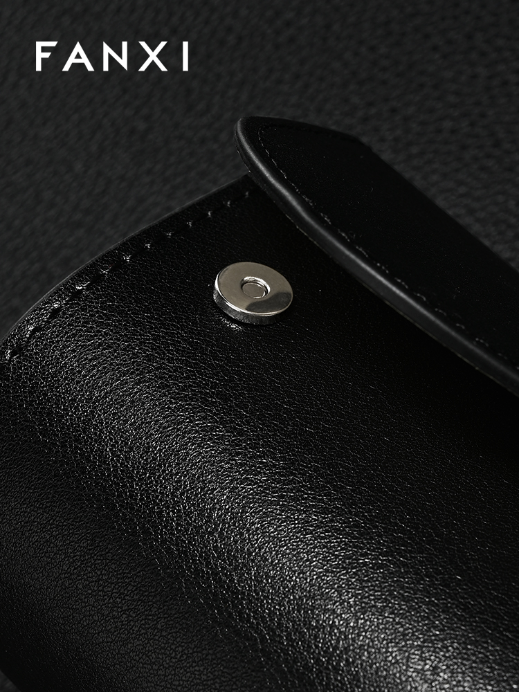 FANXI Luxury Black PU leather Imitation Suede Watch Bag