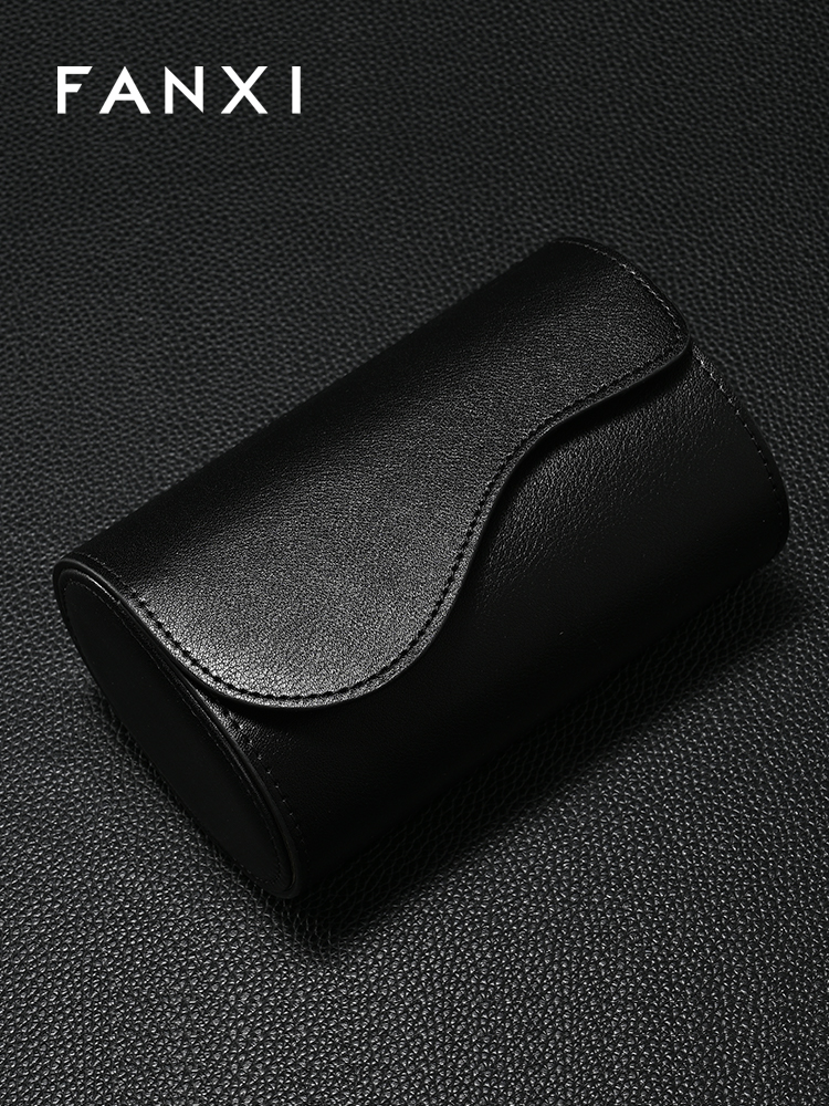FANXI Luxury Black PU leather Imitation Suede Watch Bag