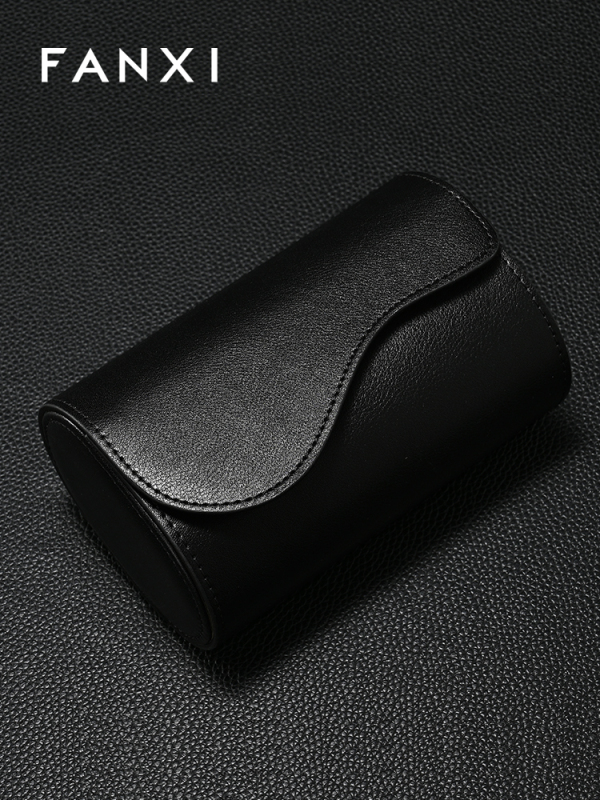 FANXI Luxury Black PU leather Imitation Suede Watch Bag