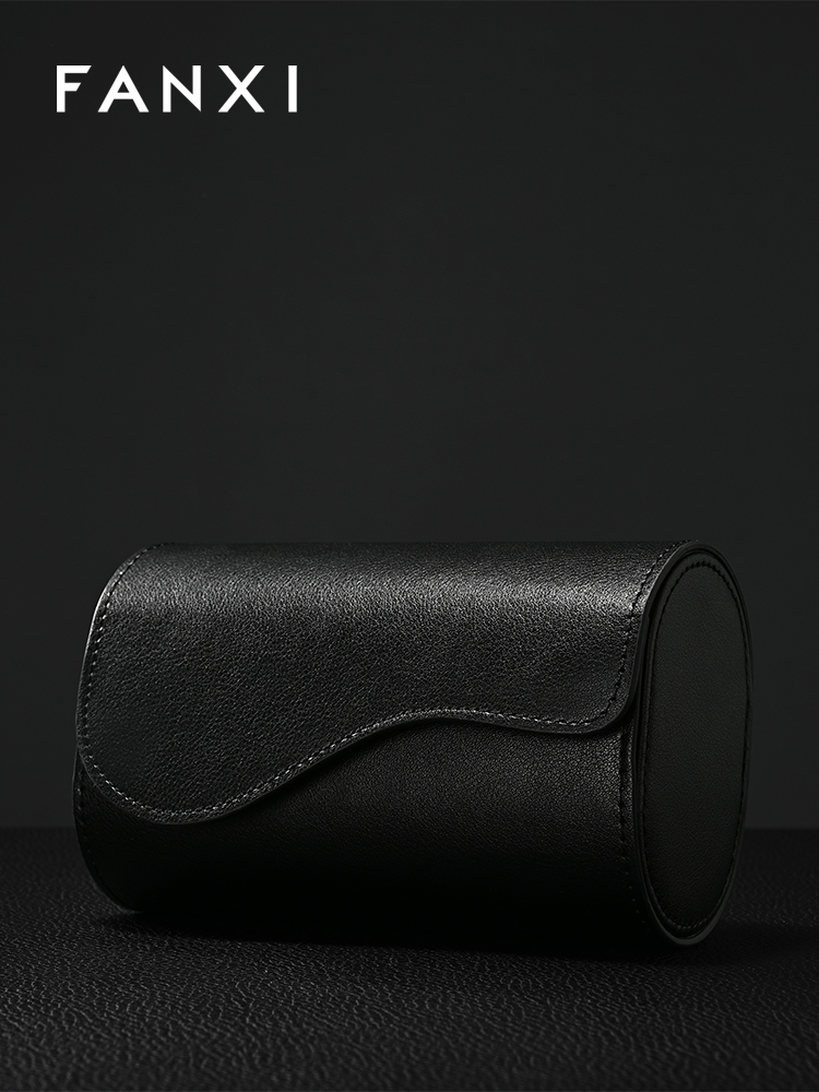 FANXI Luxury Black PU leather Imitation Suede Watch Bag