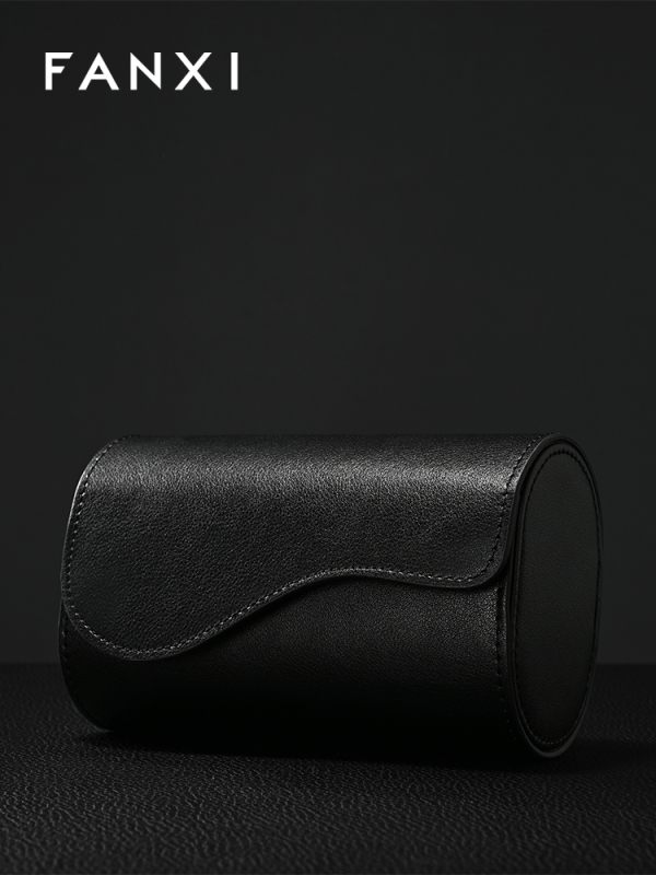 FANXI Luxury Black PU leather Imitation Suede Watch Bag