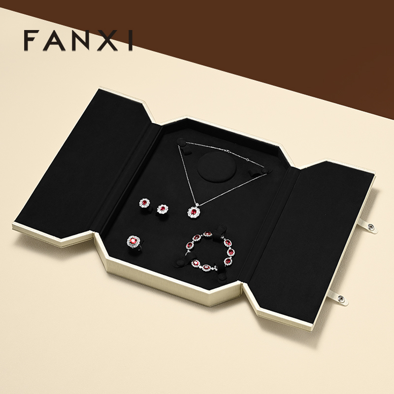 FANXI Luxury Polychrome PU Leather Velvet Jewelry Box