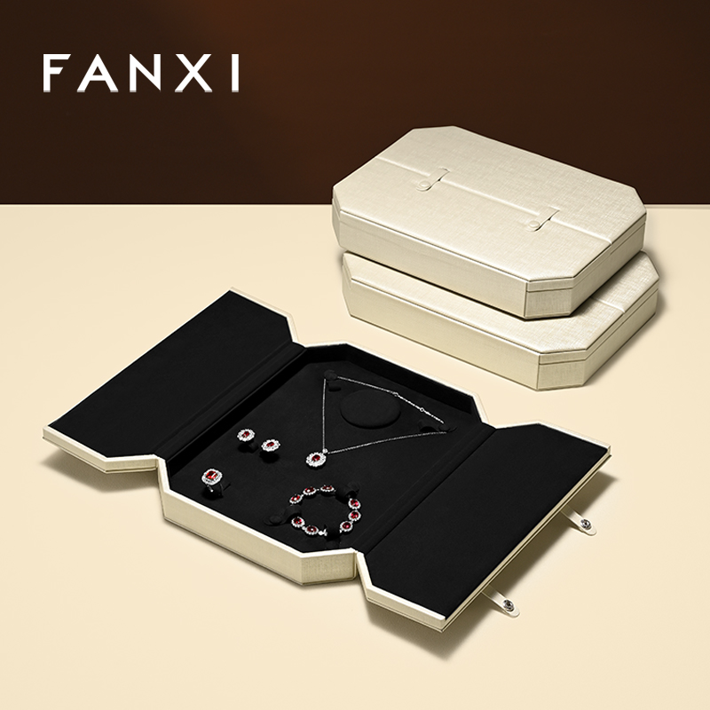 FANXI Luxury Polychrome PU Leather Velvet Jewelry Box