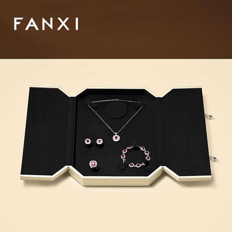 FANXI Luxury Polychrome PU Leather Velvet Jewelry Box