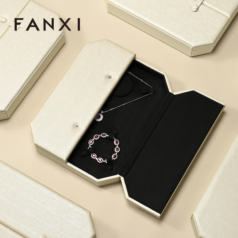 FANXI Luxury Polychrome PU Leather Velvet Jewelry Box