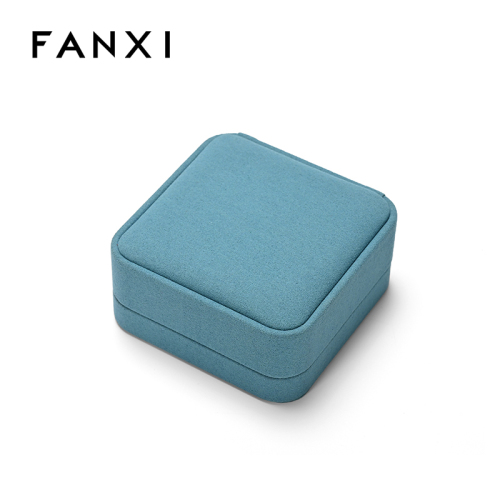 FANXI Custom Blue Microfiber Ear Studs Bracelet Box