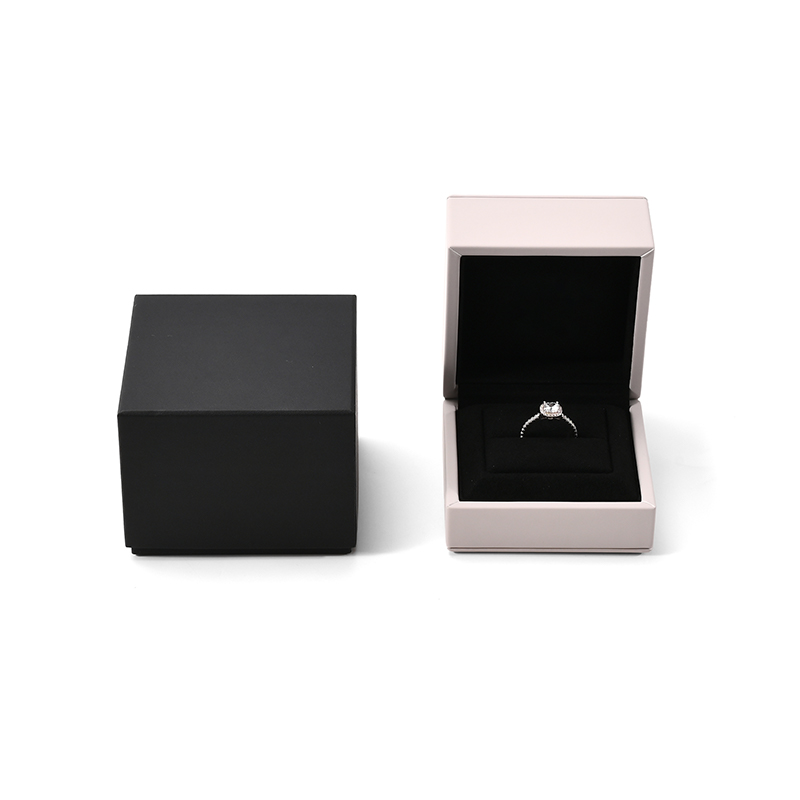 FANXI Custom Black Pink PU Leather Microfiber Ring Box