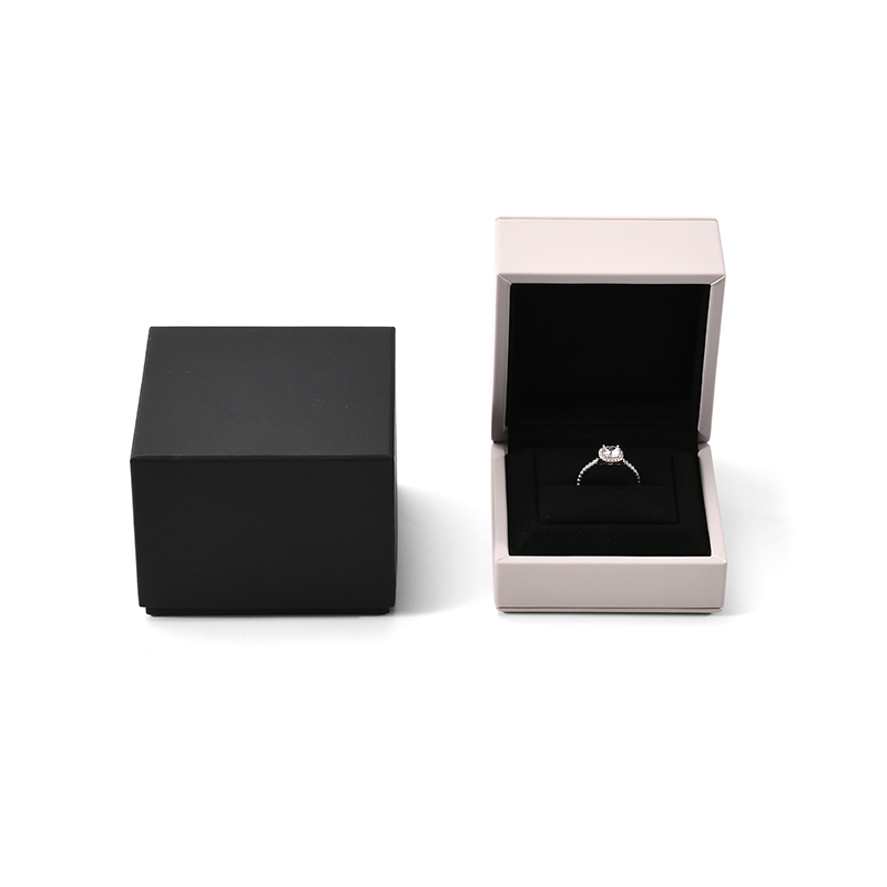 FANXI Custom Black Pink PU Leather Microfiber Ring Box
