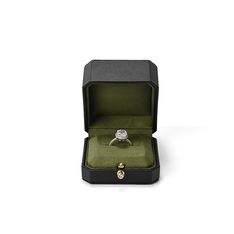 FANXI Custom Green PU Leather Faux Suede Ring Box