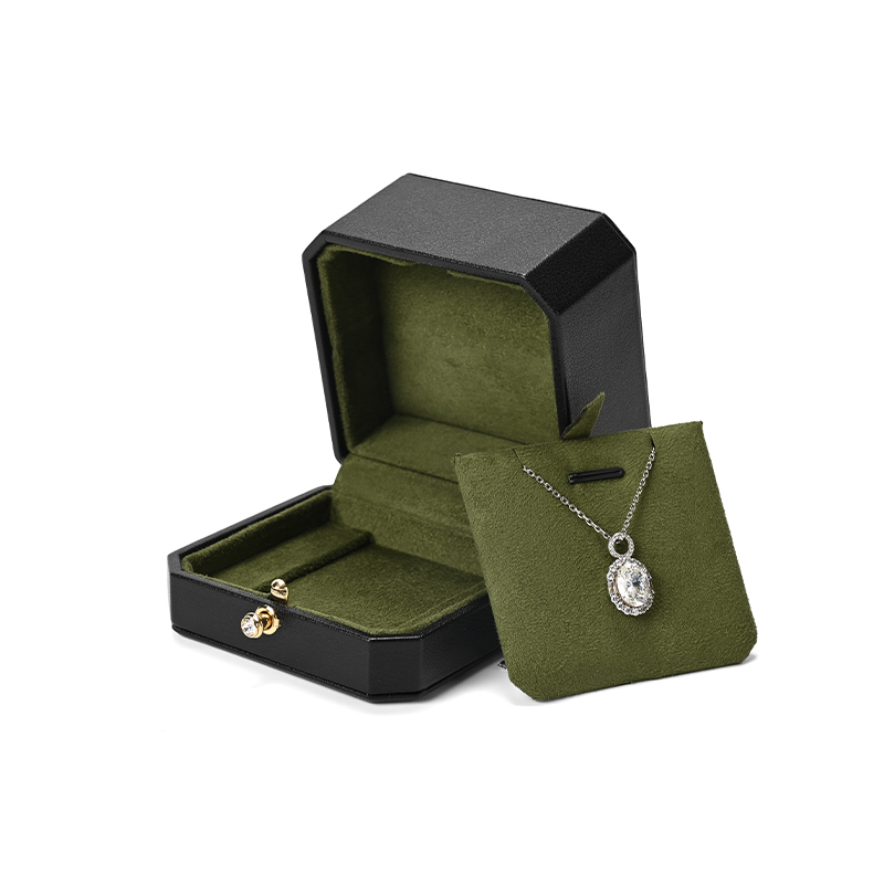 FANXI Custom Green PU Leather Faux Suede Locket Box