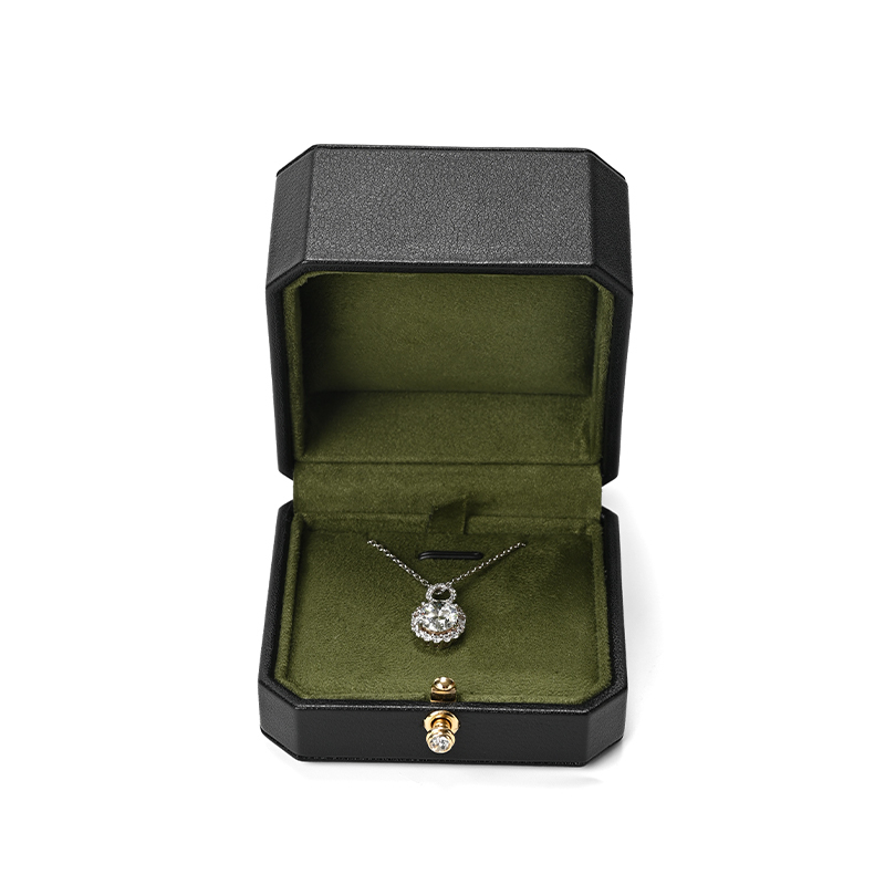 FANXI Custom Green PU Leather Faux Suede Locket Box