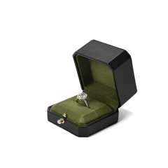 FANXI Custom Green PU Leather Faux Suede Ring Box
