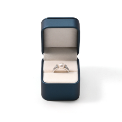 FANXI Custom Blue PU Leather Velvet Ring Box