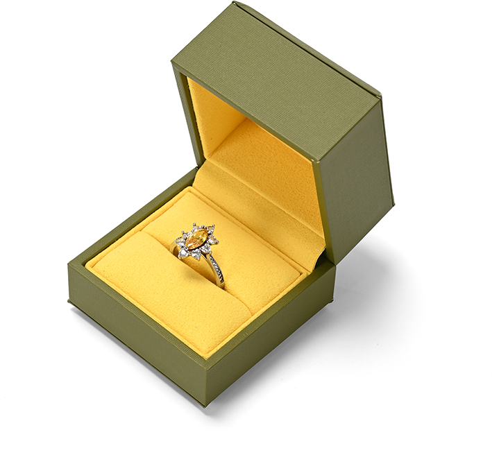 FANXI Custom Green Leatherette Paper Microfiber Ring Box