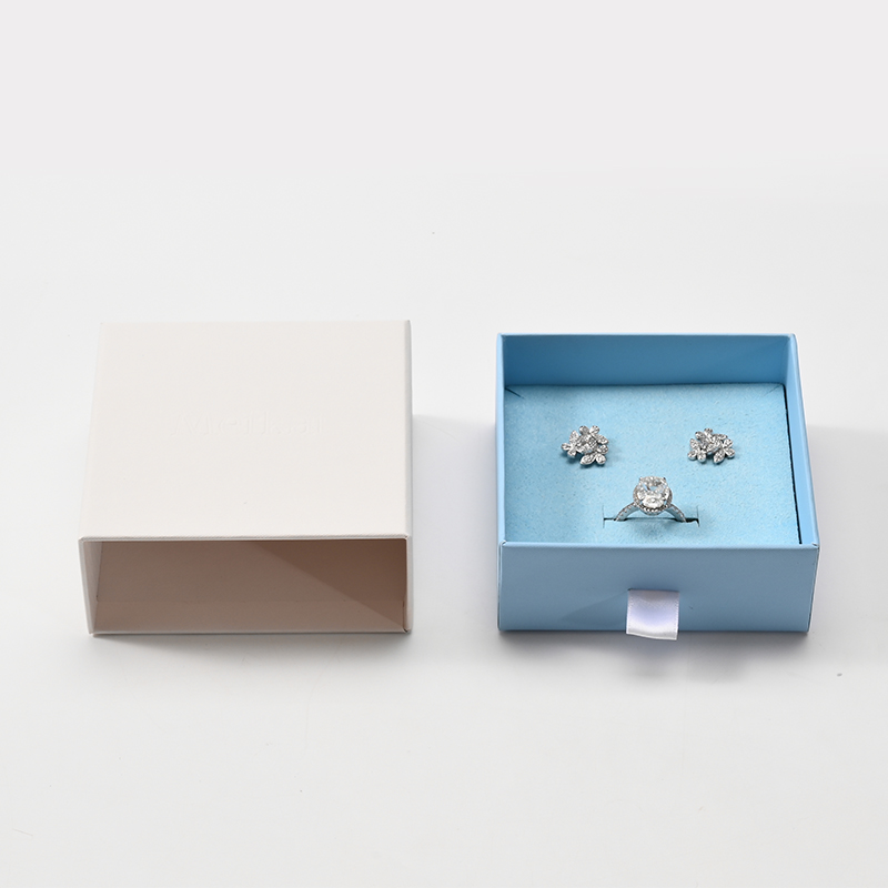 FANXI Custom Blue Leatherette Paper Jewelry Box