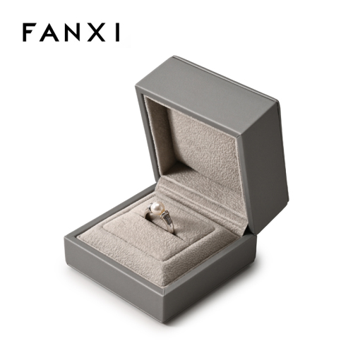 FANXI Custom Gray PU Leather Velvet Ring Box