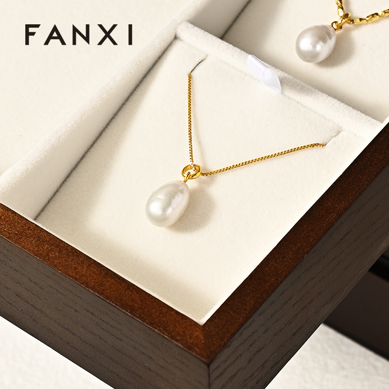FANXI New Arrival Wood Color Solid Wood Jewelry Box