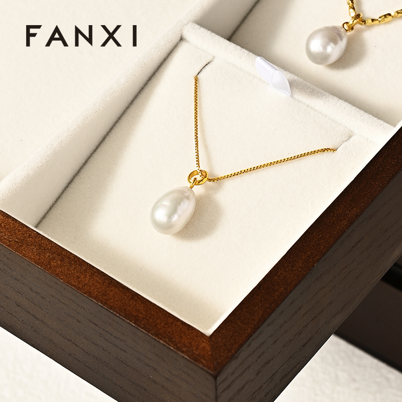 FANXI New Arrival Wood Color Solid Wood Jewelry Box
