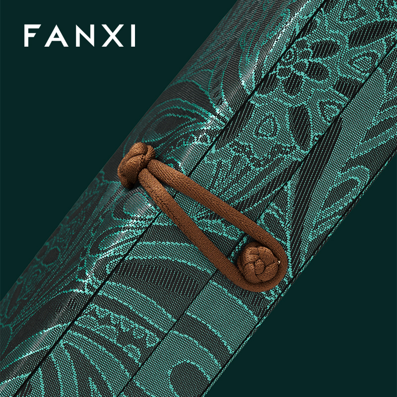 FANXI Unique Green Silk fabric Microfiber Jewelry box