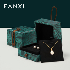 FANXI Unique Green Silk fabric Microfiber Jewelry box