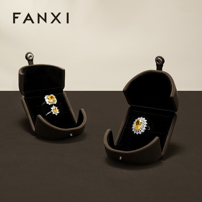 FANXI Wholesale Grey Jewelry Specific Velvet Jewelry Box
