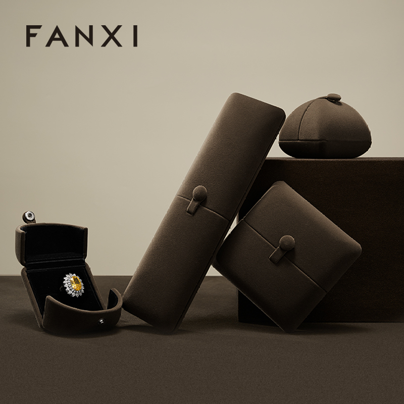 FANXI Wholesale Grey Jewelry Specific Velvet Jewelry Box