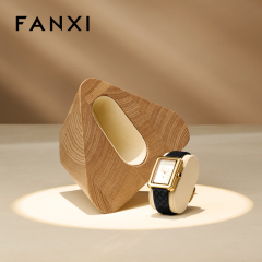 FANXI Special Beige Wooden Microfiber Wood Watch Stand