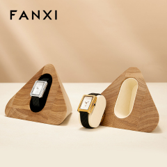 FANXI Special Beige Wooden Microfiber Wood Watch Stand