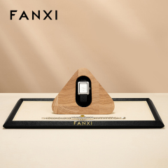 FANXI Special Beige Wooden Microfiber Wood Watch Stand