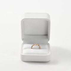 FANXI Custom White PU Leather Suede Ring Box