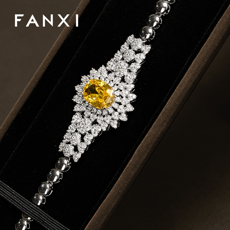FANXI Wholesale Grey Jewelry Specific Velvet Jewelry Box