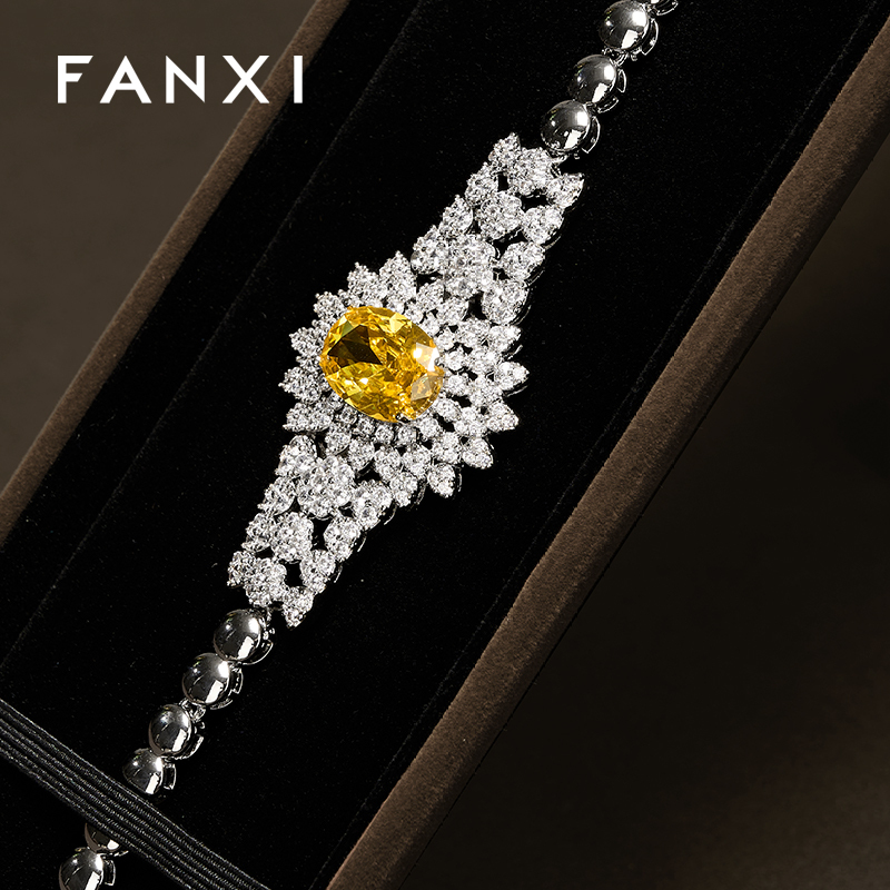 FANXI Wholesale Grey Jewelry Specific Velvet Jewelry Box