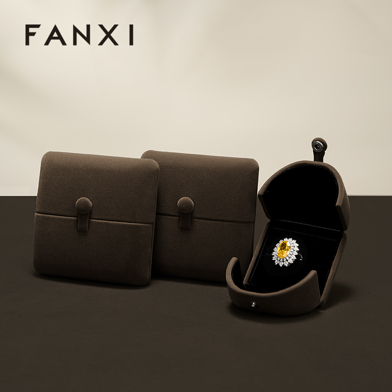 FANXI Wholesale Grey Jewelry Specific Velvet Jewelry Box