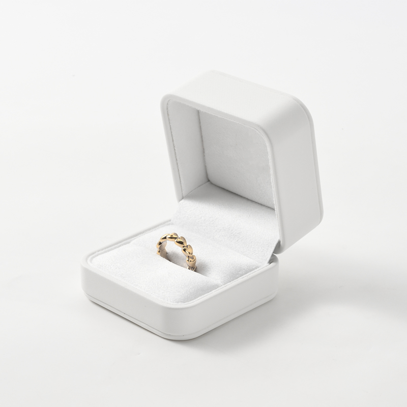 FANXI Custom White PU Leather Suede Ring Box