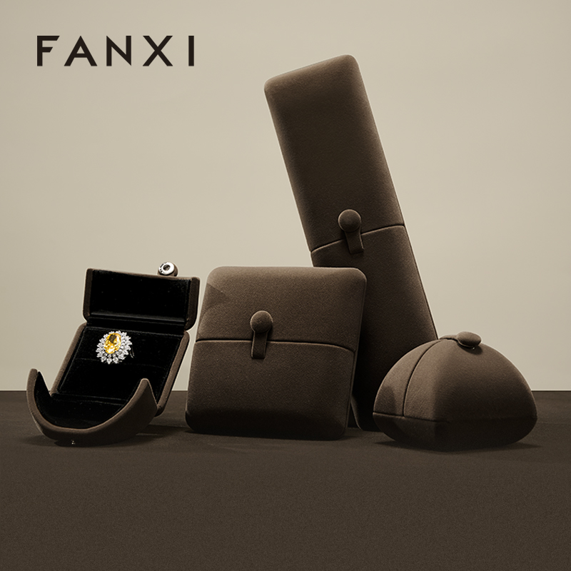 FANXI Wholesale Grey Jewelry Specific Velvet Jewelry Box